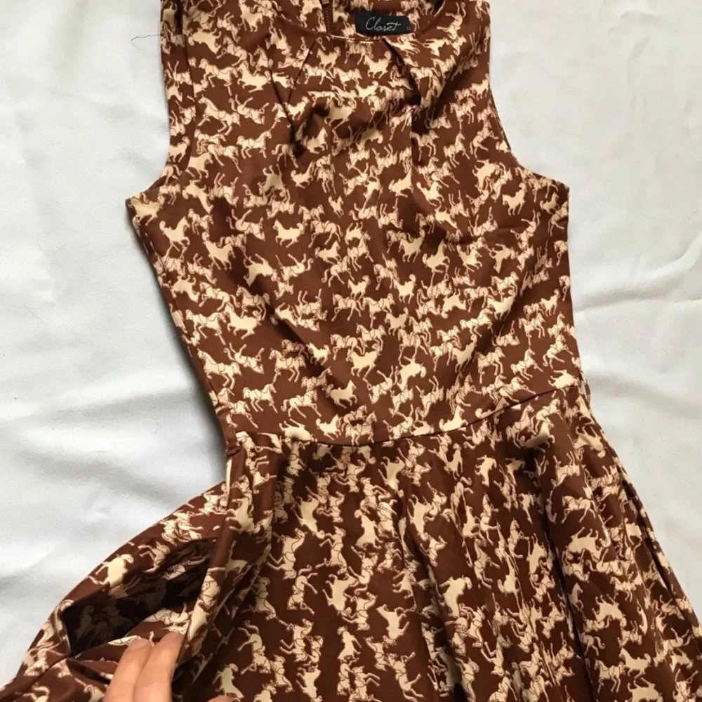 Closet Brown and White Patterned Mini Dress - Picture 7 of 7